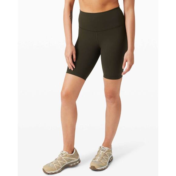 (4) $58 Lululemon Wunder Train High Rise Short 8" Dark Olive - Picture 1 of 3